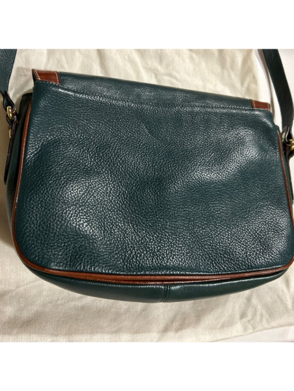 VTG BALLY Green Pebbled Leather Crossbody Bag Gold Logo Made in Italy Dust Bag - Picture 11 of 16